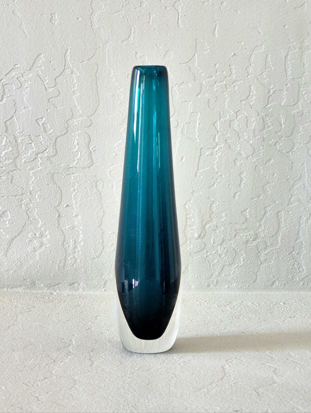 Vintage Signed Sherbert Studio Art Glass Sommerso Bud Vase 9"